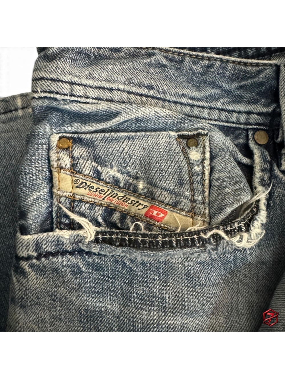 Diesel Industry LARKEE Distressed Blue Jeans Regular Slim Tapered Denim